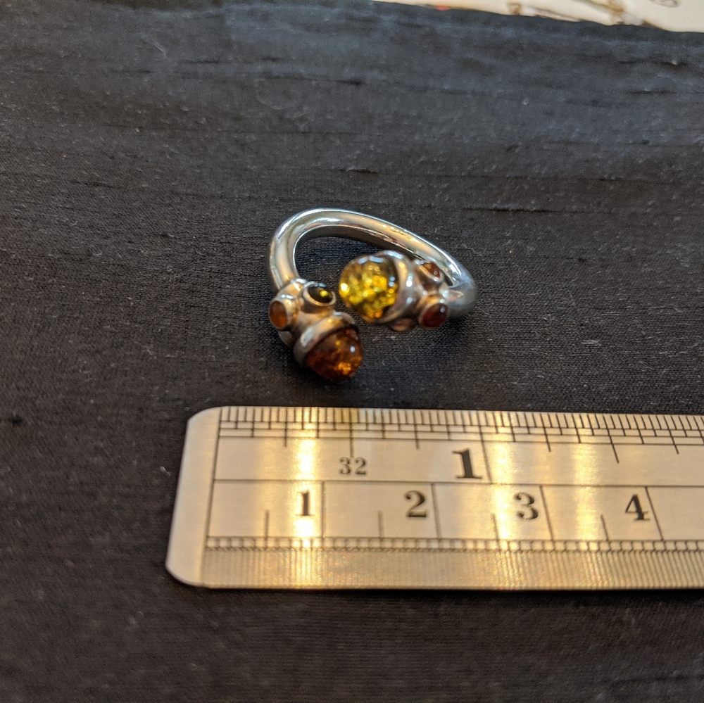 Amber And Silver Ring - image 2